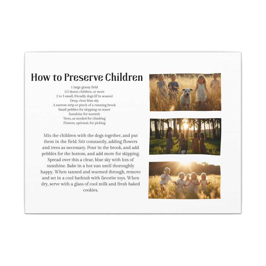 How to Preserve Children Canvas Wall Art — Whimsical Family Quote Print