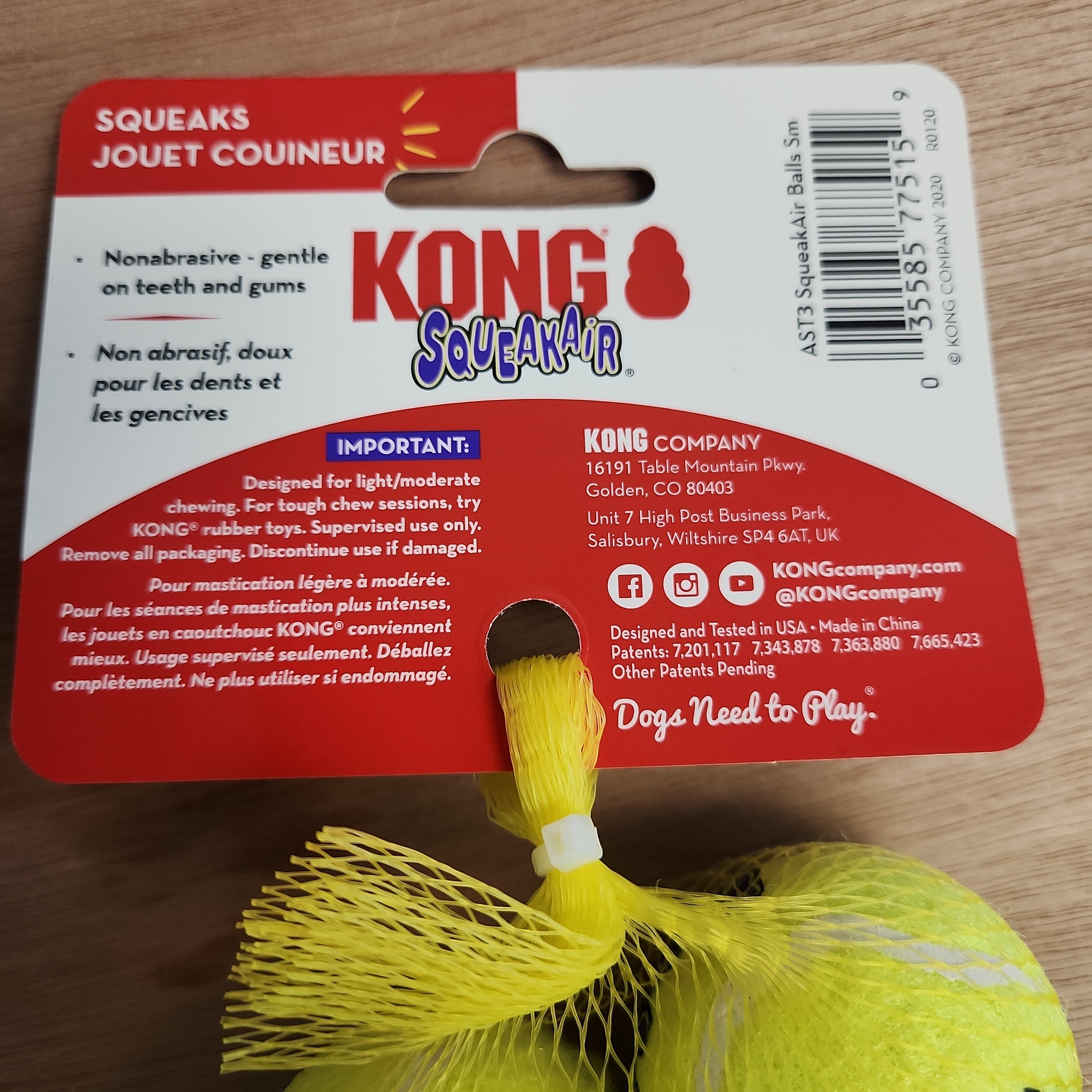 KONG Air Puppy Squeaker Tennis Ball Small 3pk