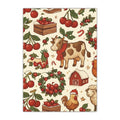 Farmhouse Christmas Wrapping Paper Sheet — Cute Cow, Rooster & Barn Holiday Gift Wrap