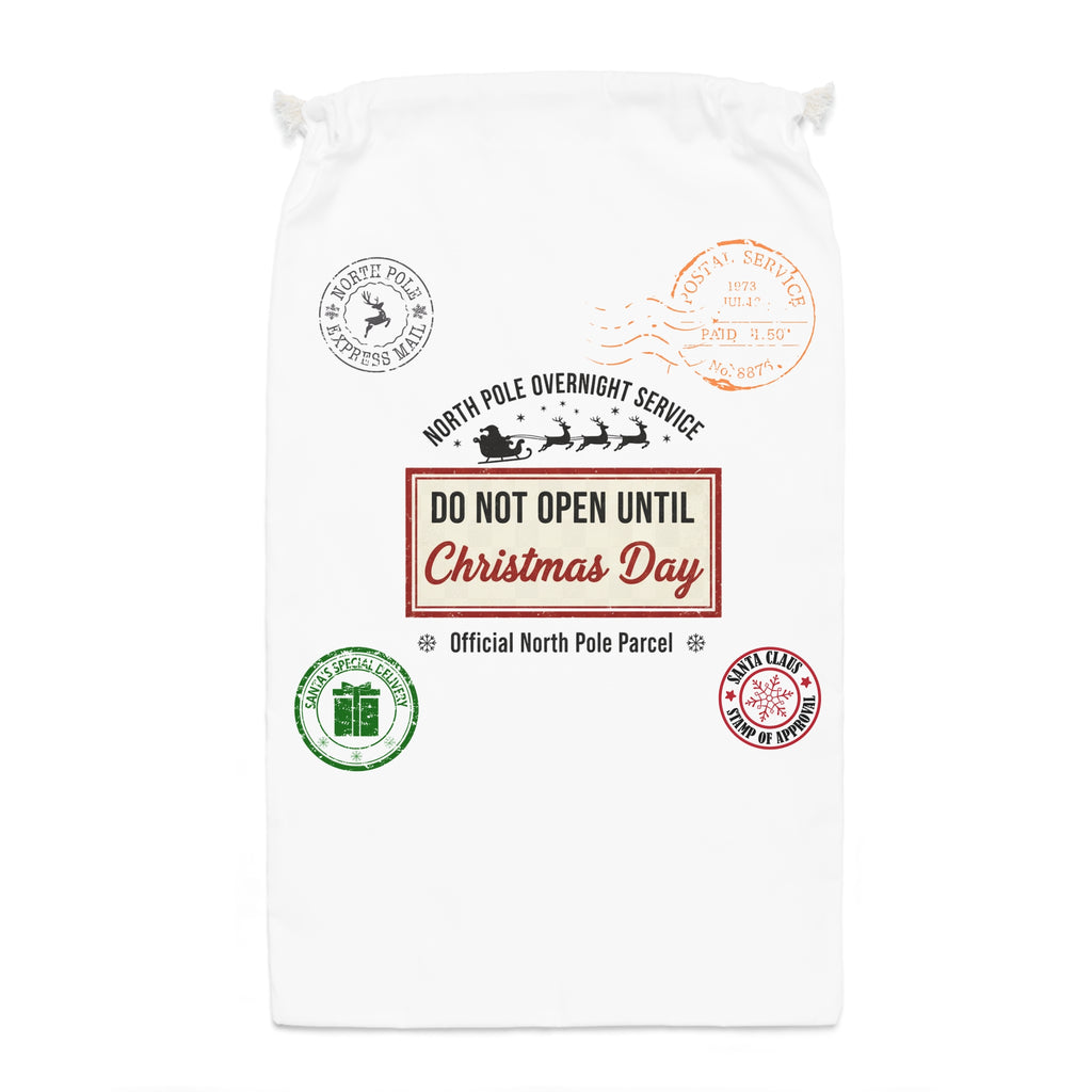 Santa Christmas Gift Sack - Vintage Santa Claus Drawstring Present Bag