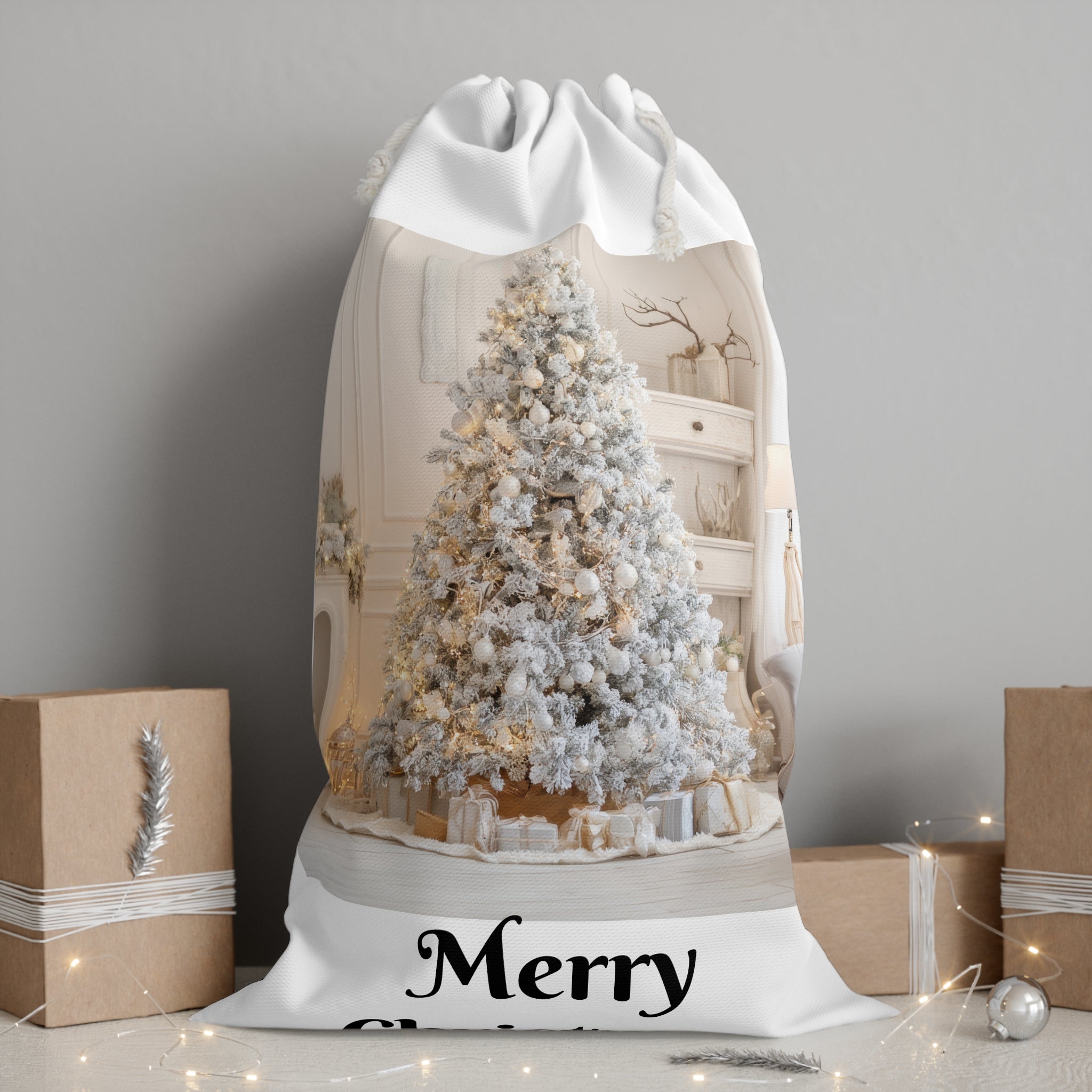 Copy of Santa Christmas Gift Sack - Vintage Santa Claus Drawstring Present Bag