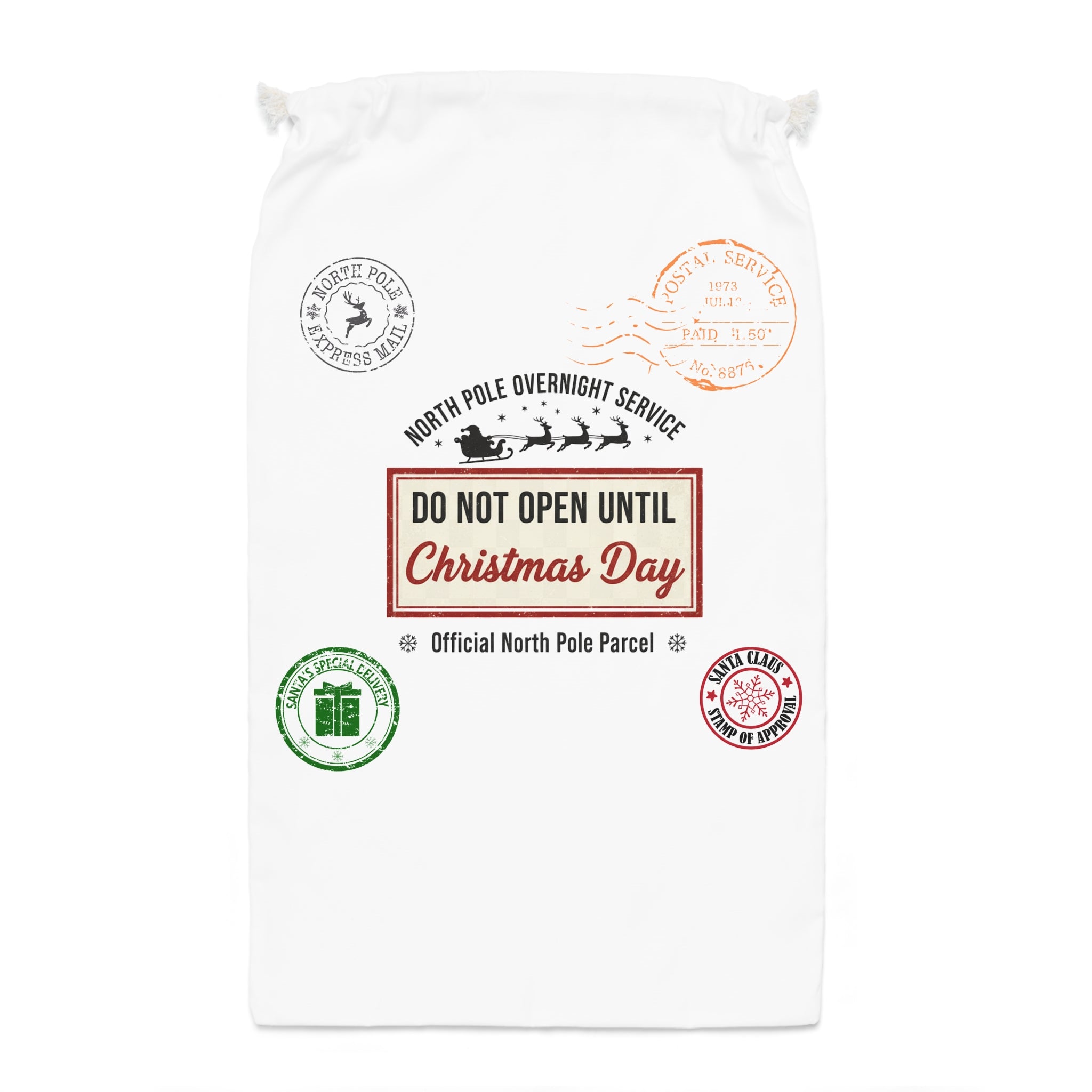 Santa Christmas Gift Sack - Vintage Santa Claus Drawstring Present Bag