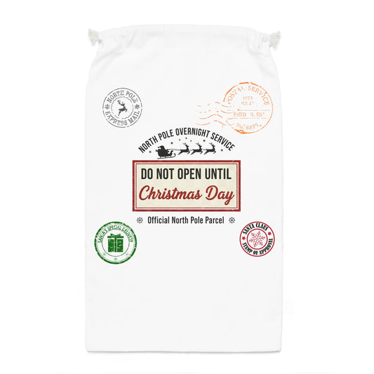 Santa Christmas Gift Sack - Vintage Santa Claus Drawstring Present Bag