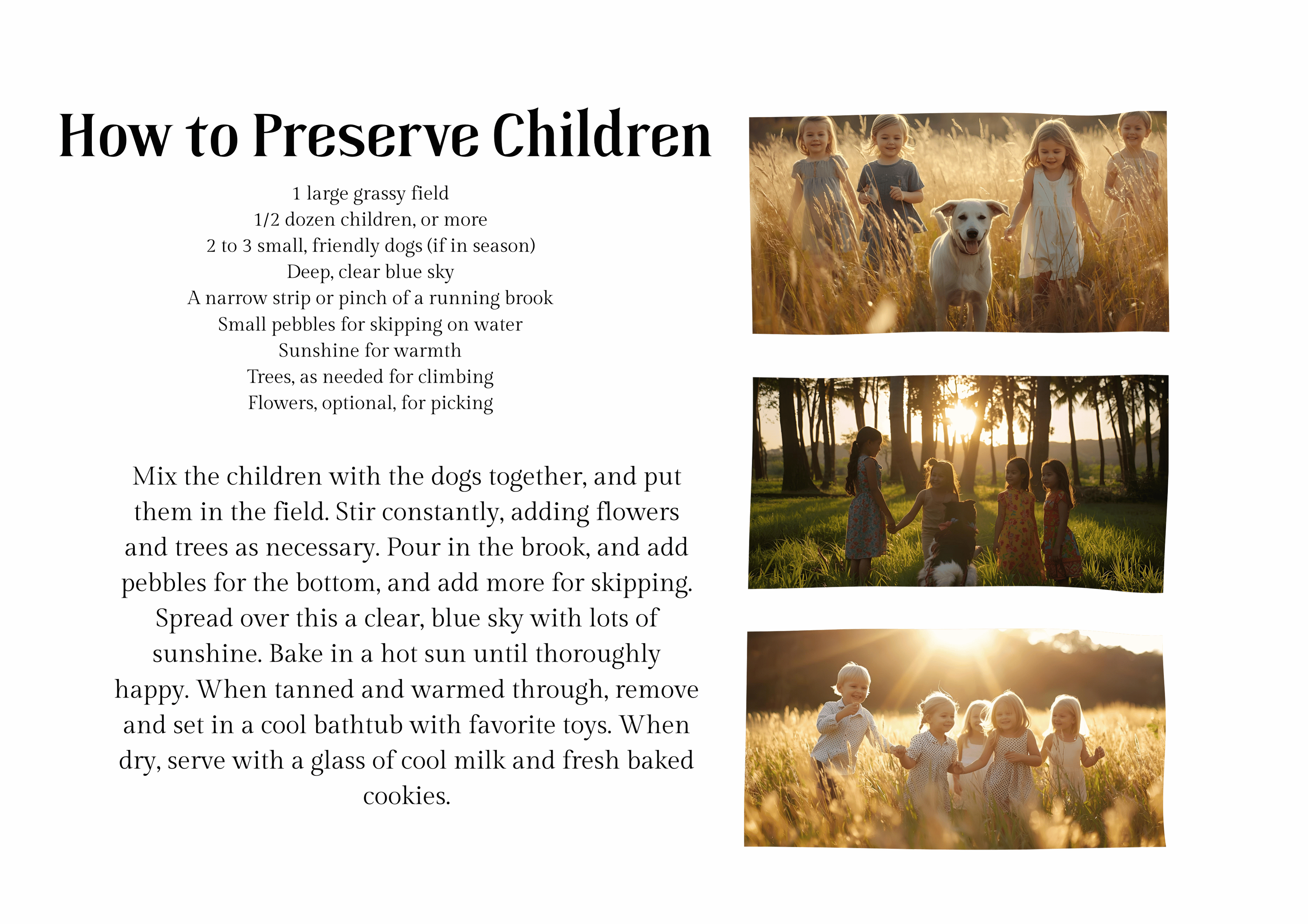 How to Preserve Children Canvas Wall Art — Whimsical Family Quote Print