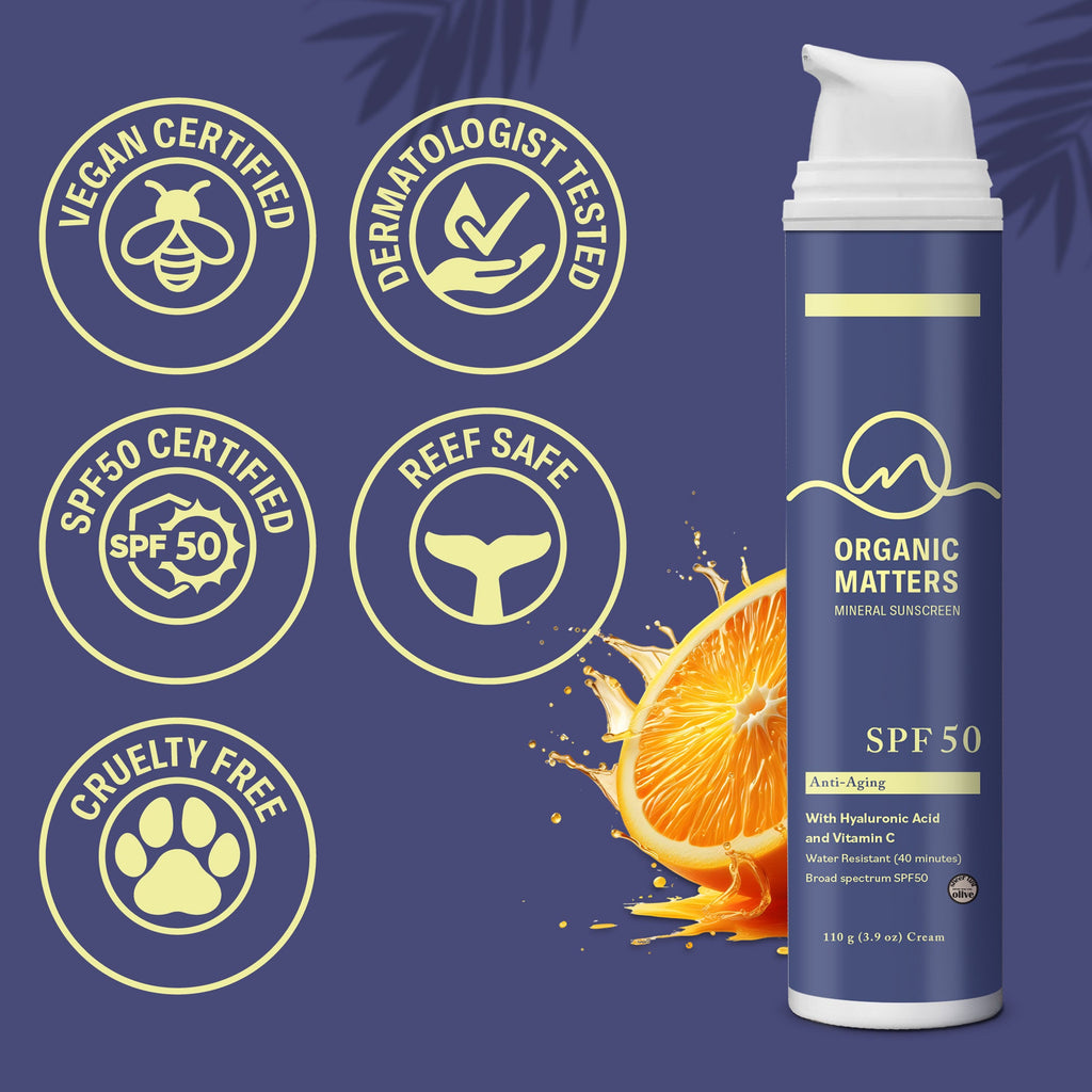 Organic Matters Mineral SPF50 with Hyaluronic Acid + Vitamin C - 100g