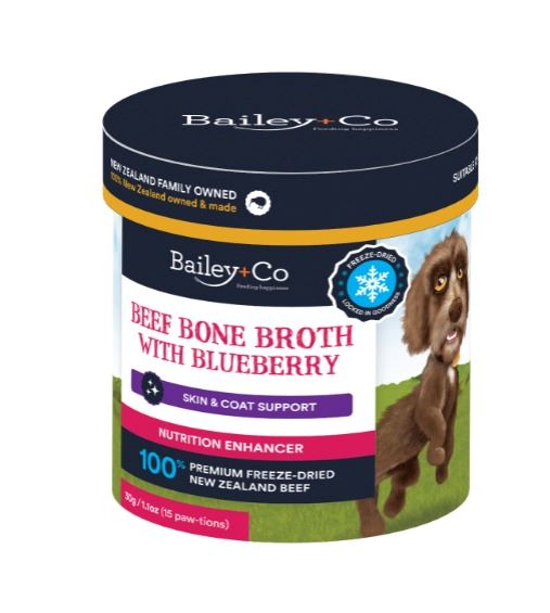 Bailey+Co Beef Bone Broth with Blueberry – Skin & Coat support 30g (15 Paws