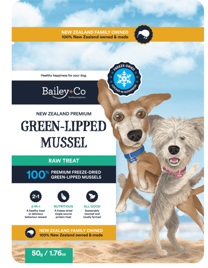 Bailey+Co Freeze Dried NZ Premium Green-Lipped Mussel Raw Treat 50g