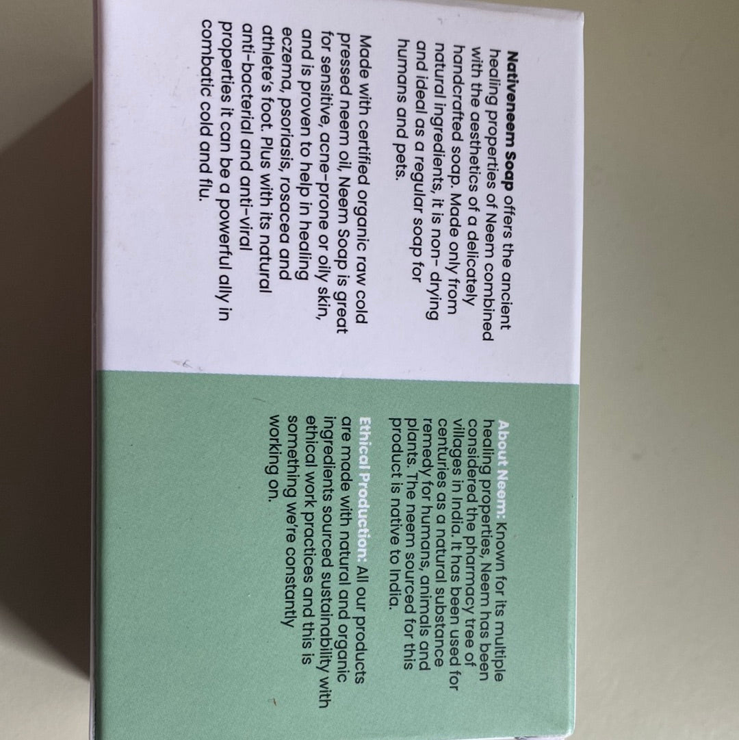 Organic Native Neem Natural Soap Bar 100g - Natural